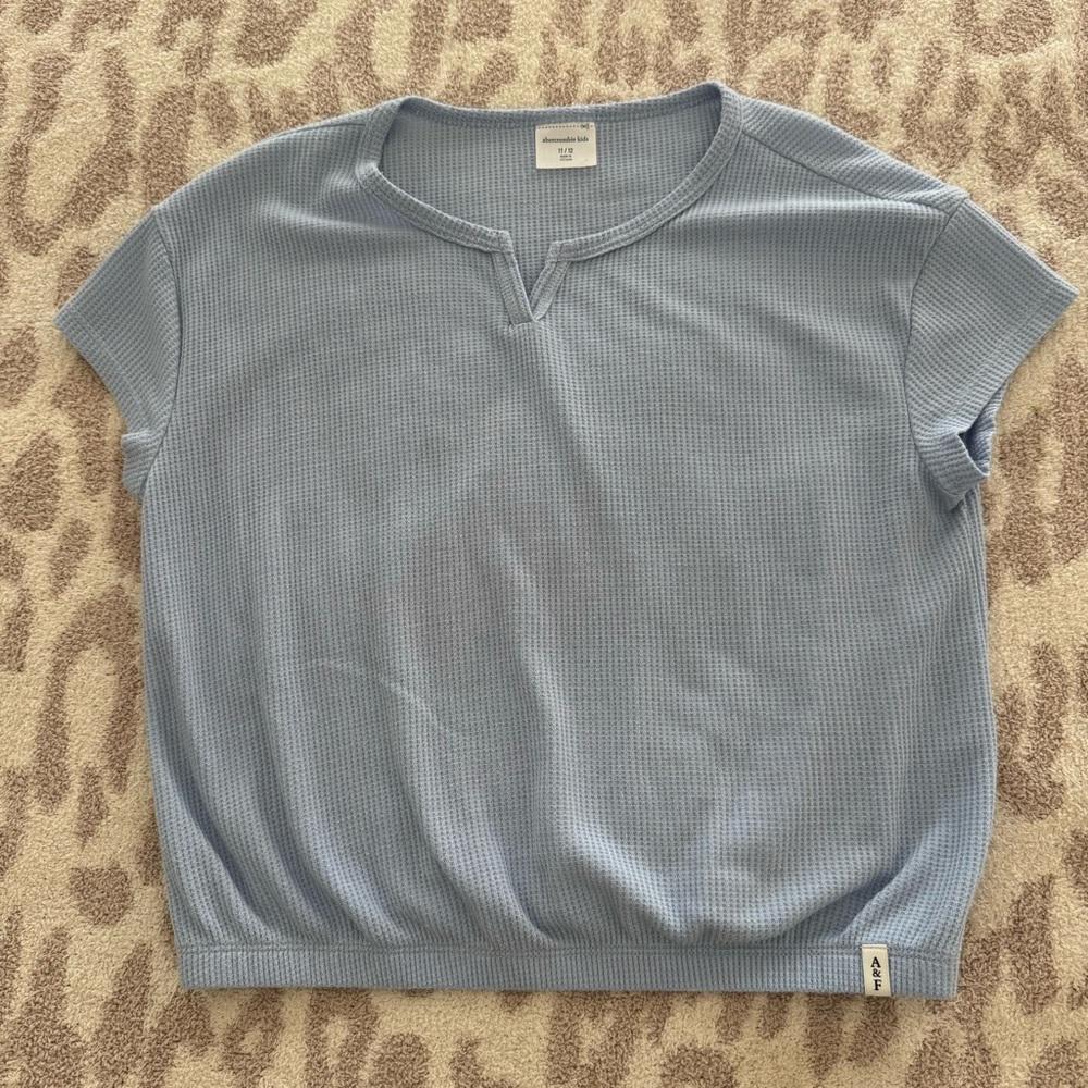 abercrombie kids Light Blue Waffle Knit Short Sleeve Top - girls 11/12